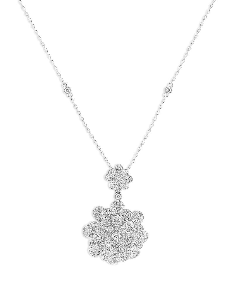 Bloomingdale's Fine Collection Diamond Flower Pendant Necklace in 14K White Gold, 2.80 ct. t. w. - Exclusive Cover