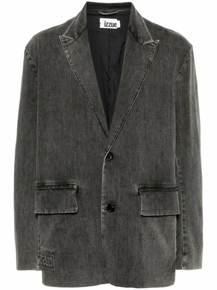 izzue peak-lapels denim blazer - Grey Cover