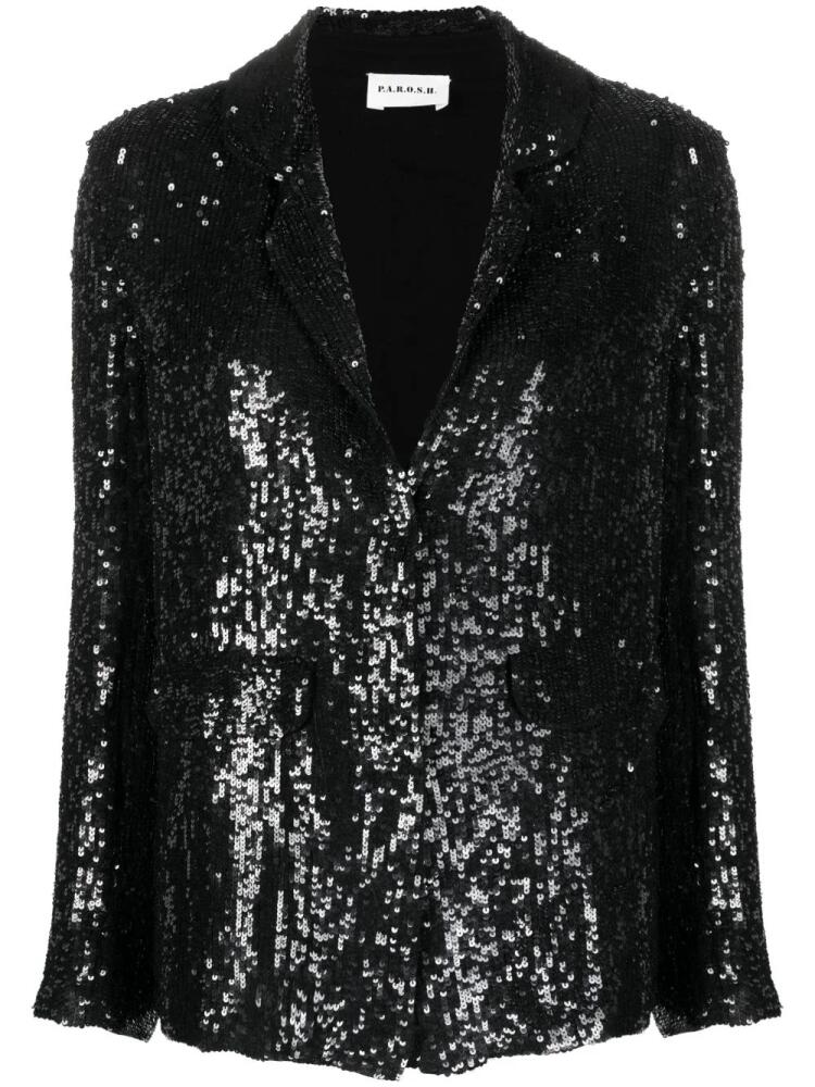 P.A.R.O.S.H. sequined single-breasted blazer - Black Cover