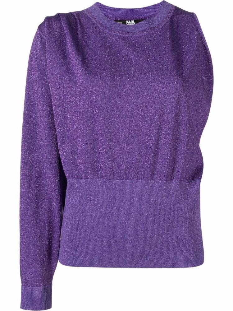 Karl Lagerfeld one-sleeve glitter-embellished jumper - Purple Cover