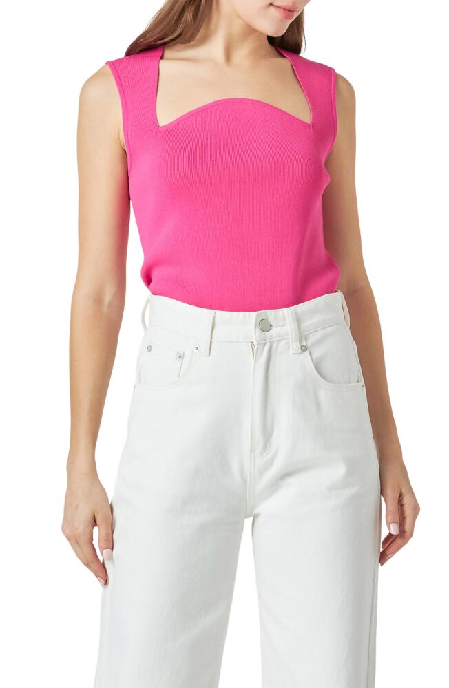 Endless Rose Sculpted Neck Knit Tank in Pink Cover