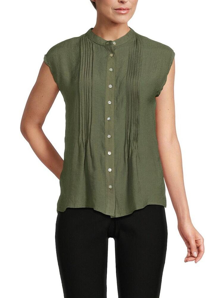 NANETTE nanette lepore Women's Pin Tucked Blouse - Prairie Sage Cover