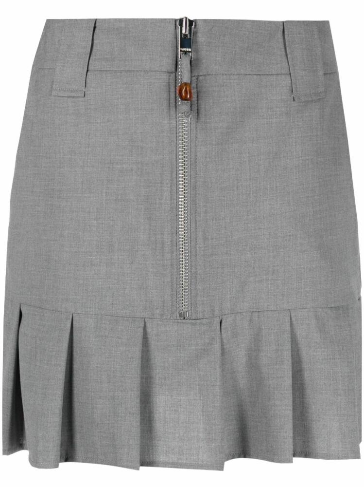 GANNI zip-up pleated mini skirt - Grey Cover