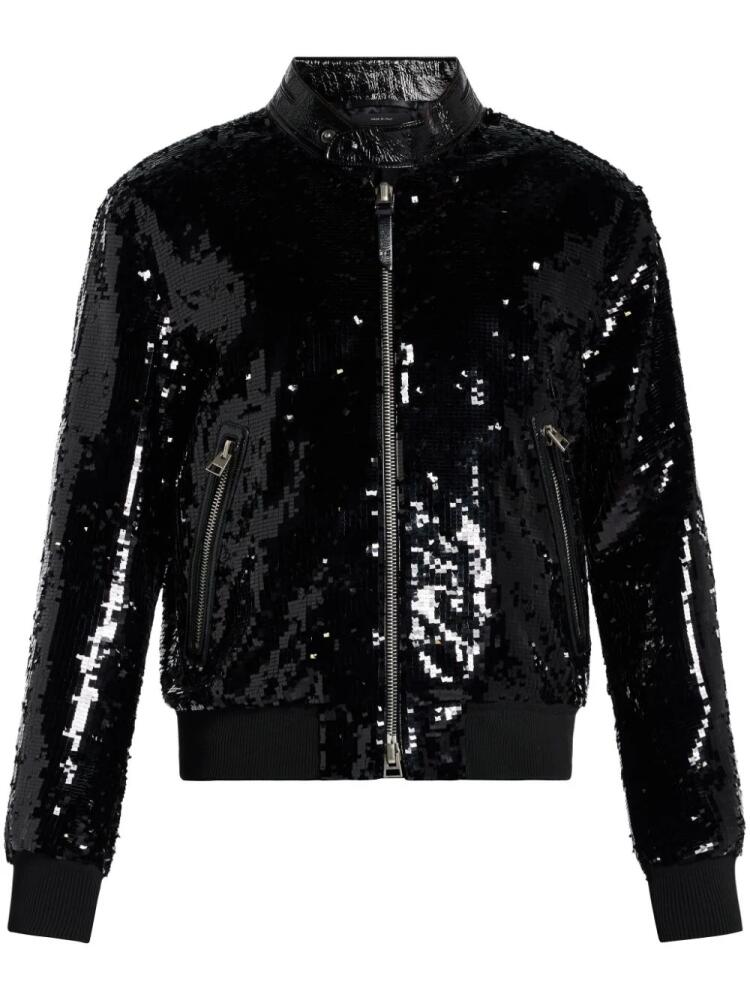 TOM FORD sequin-embellished bomber jacket - Black Cover