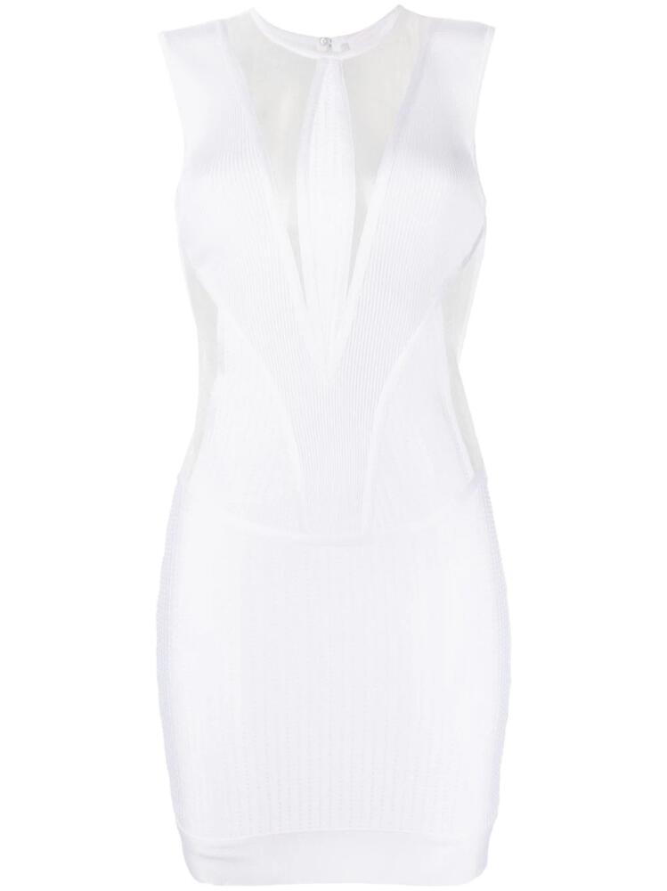 Genny semi-sheer sleeveless mini dress - White Cover