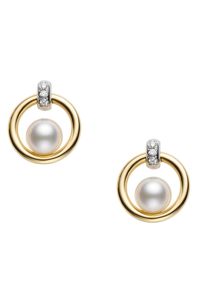 Mikimoto Cultured Pearl Circle Earrings in Yellow Gold/White Gold Cover