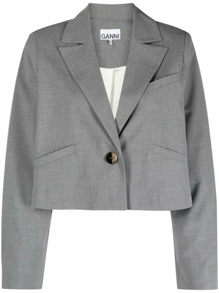 GANNI single-breasted cropped jacket - Grey Cover