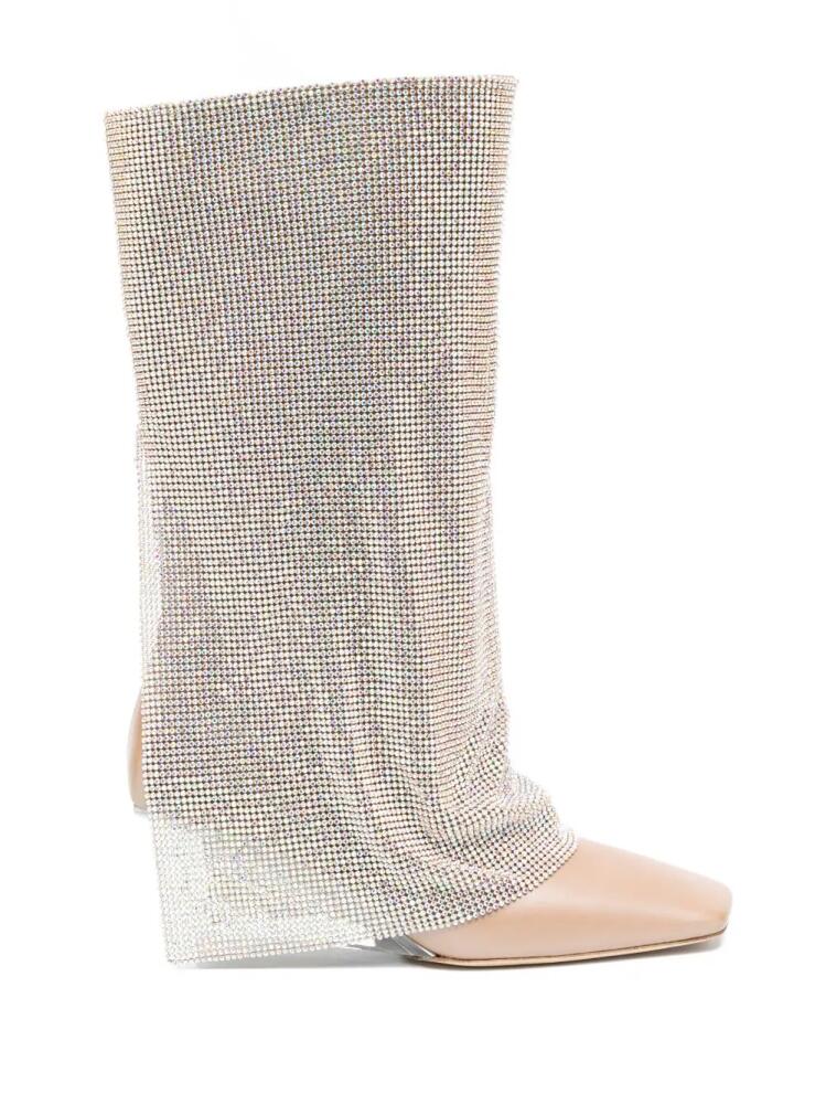 Benedetta Bruzziches Virginia 95mm crystal-drape boots - Neutrals Cover