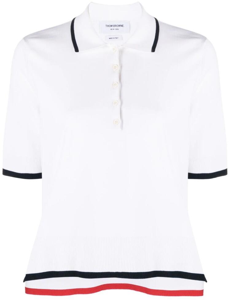 Thom Browne rib-stitch boxy polo shirt - White Cover