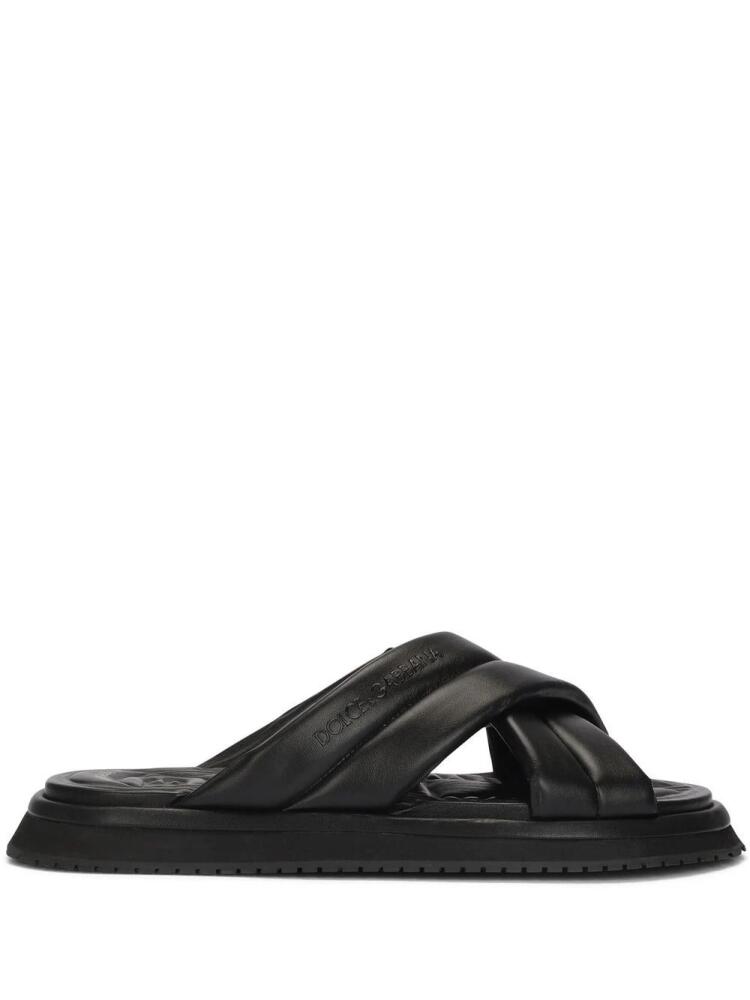 Dolce & Gabbana crossover-strap flat sandals - Black Cover