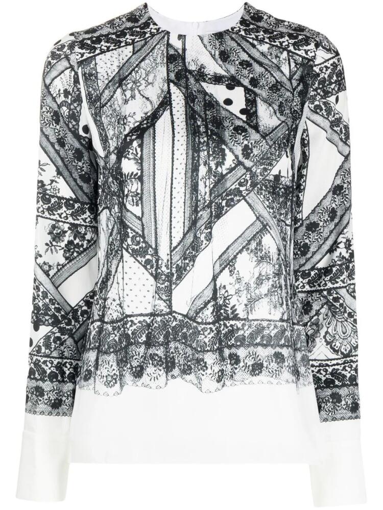 ERDEM Tara lace-trim long-sleeve top - White Cover