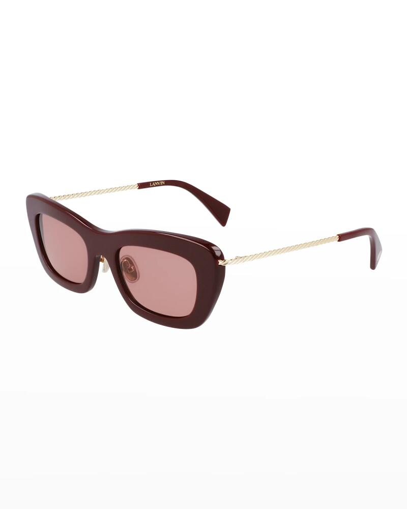 Lanvin Babe Rectangle Twisted Metal/Acetate Sunglasses Cover