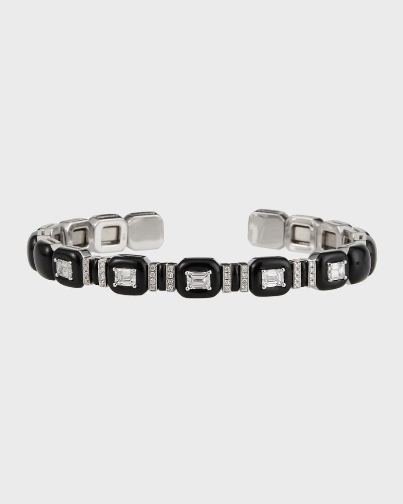 Nikos Koulis Oui 18k White Gold Diamond and Black Enamel Bracelet Cover