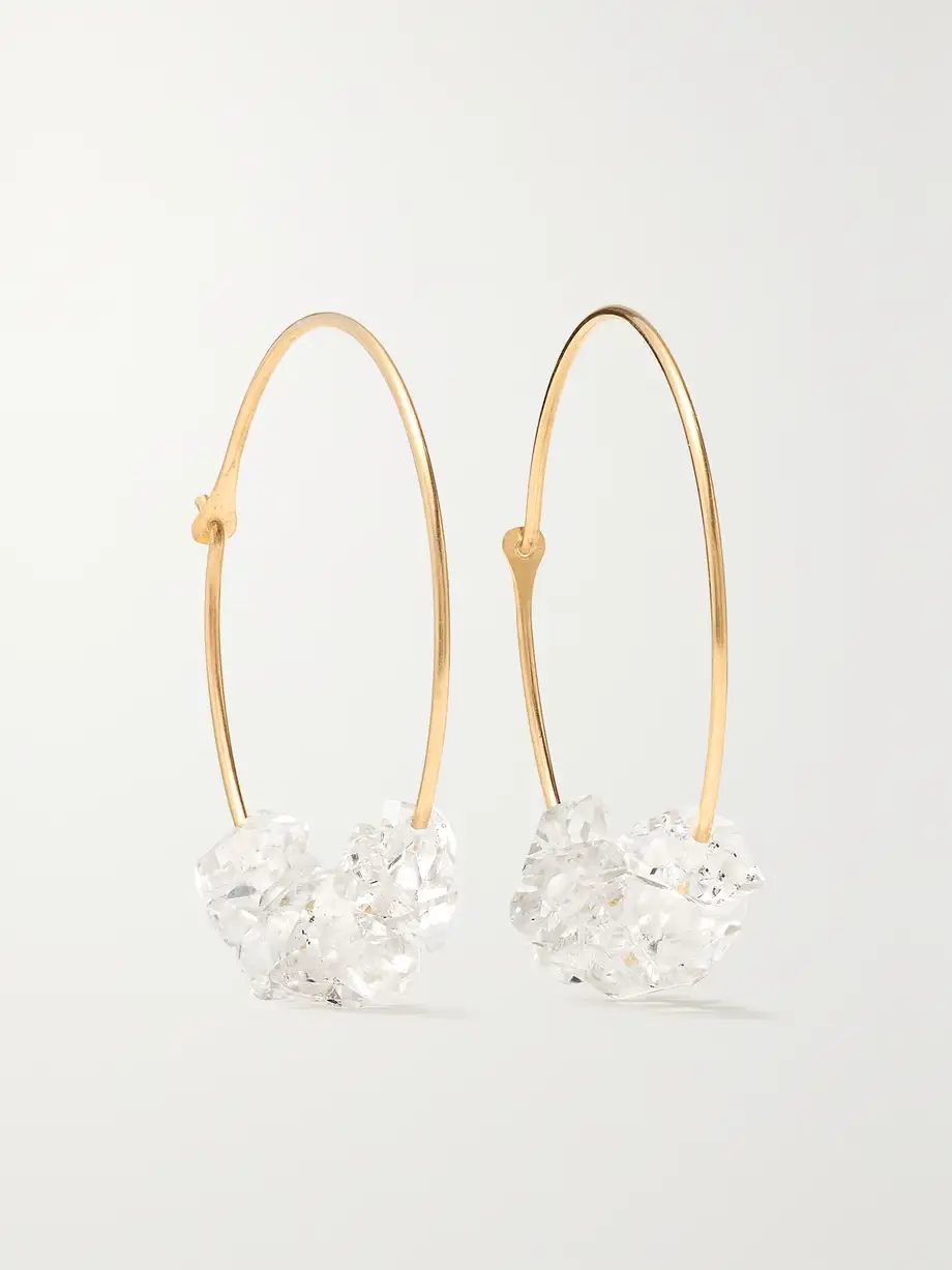 Melissa Joy Manning - 14-karat Recycled Gold Herkimer Diamond Hoop Earrings - One size Cover