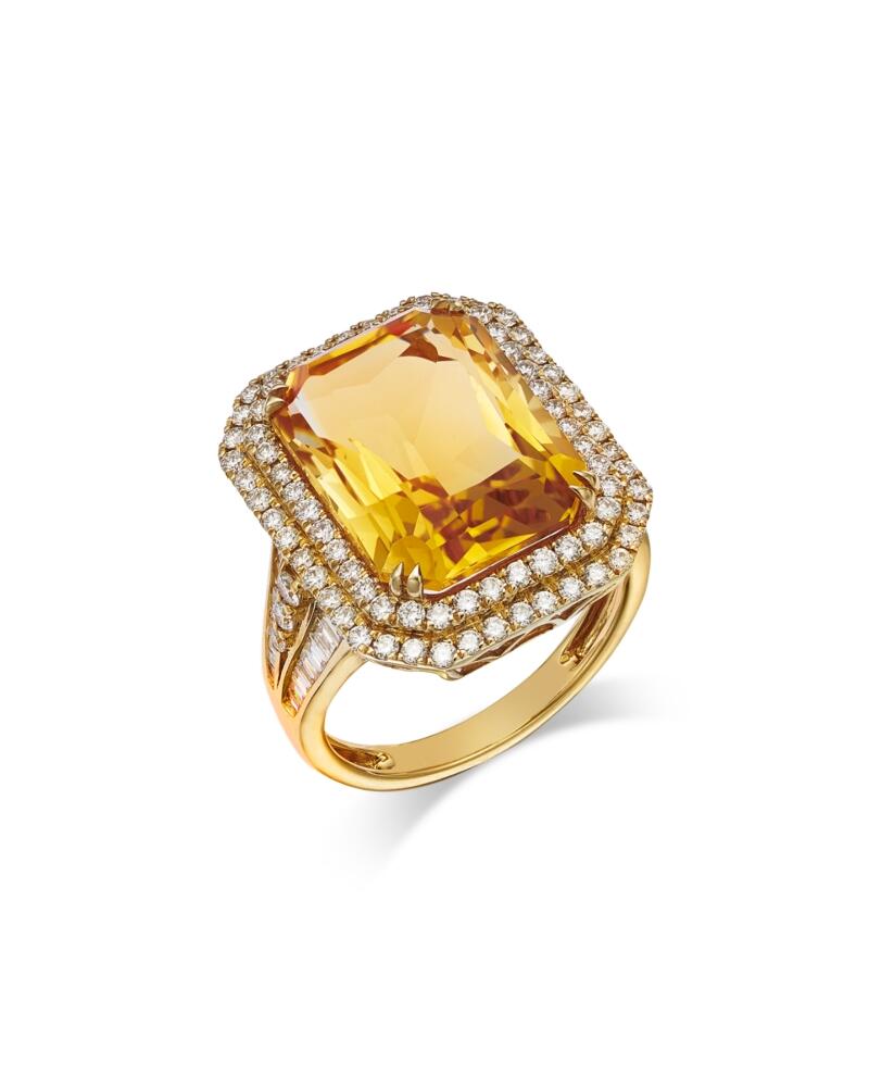 Bloomingdale's Fine Collection Limited Edition Citrine & Diamond Halo Statement Ring in 14K Yellow Gold - Exclusive Cover