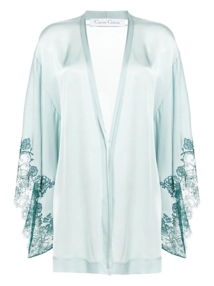 Carine Gilson lace-trim silk robe - Blue Cover