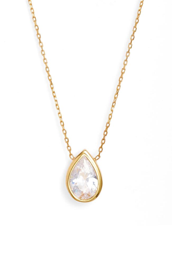 SHYMI Pear Cubic Zirconia Bezel Pendant Necklace in Gold/White Cover