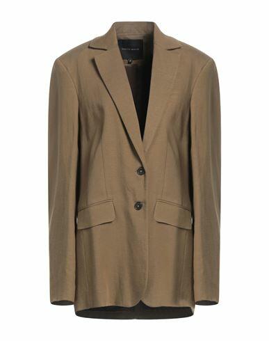 Birgitte Herskind Woman Blazer Khaki Viscose, Linen Cover