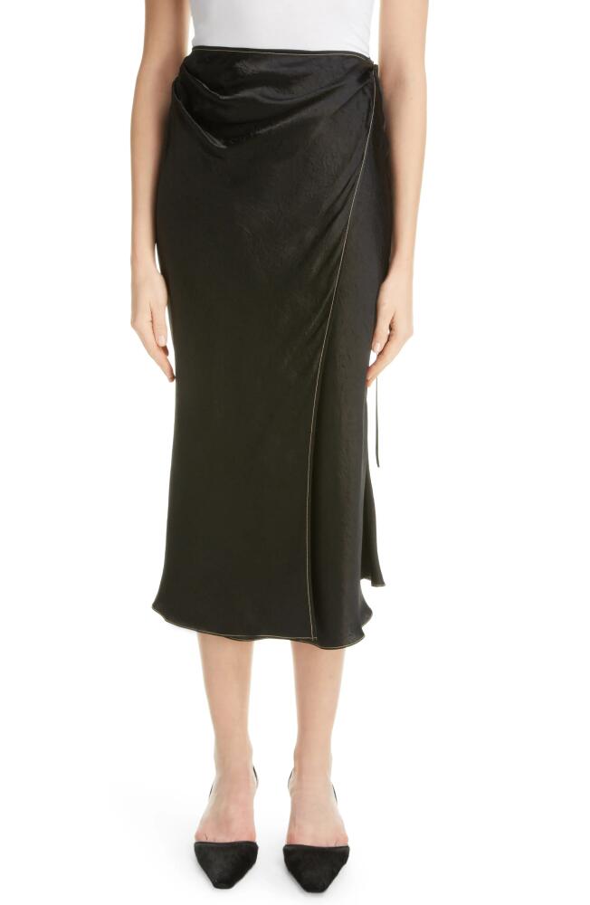 Acne Studios Iala Topstitch Satin Wrap Skirt in Black Cover