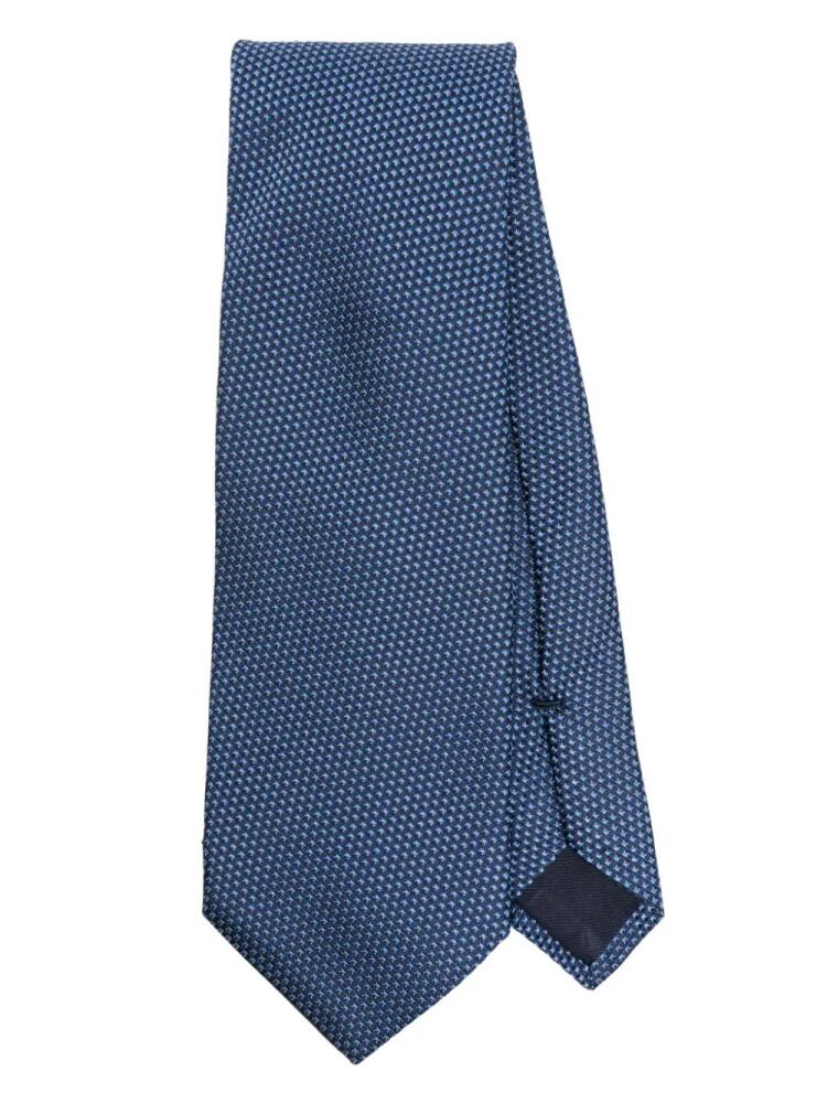 Corneliani pattern-jacquard silk tie - Blue Cover