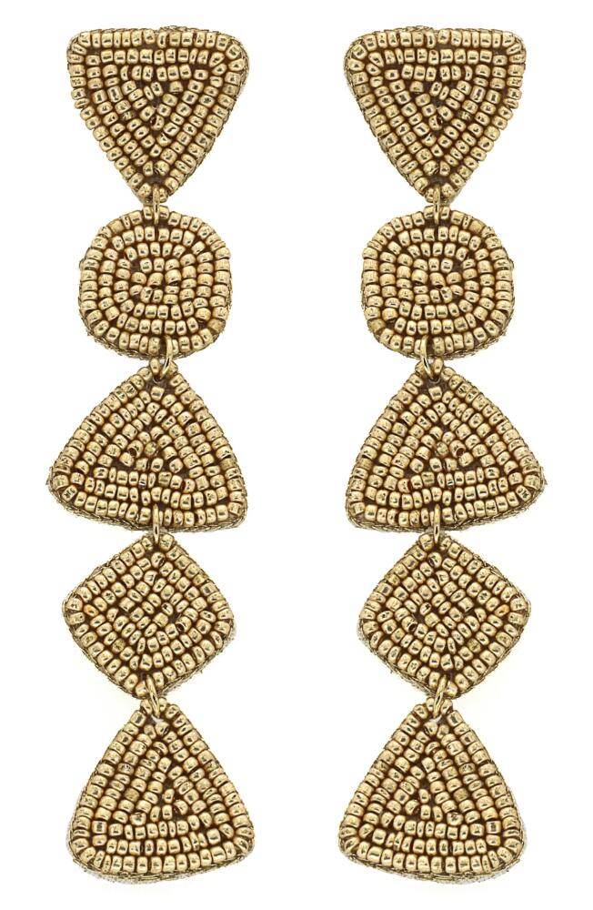 Panacea Beaded Linear Drop Earrings in Gold Cover