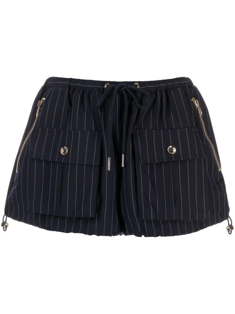 Cynthia Rowley pinstripe-pattern drawstring-waistband shorts - Blue Cover