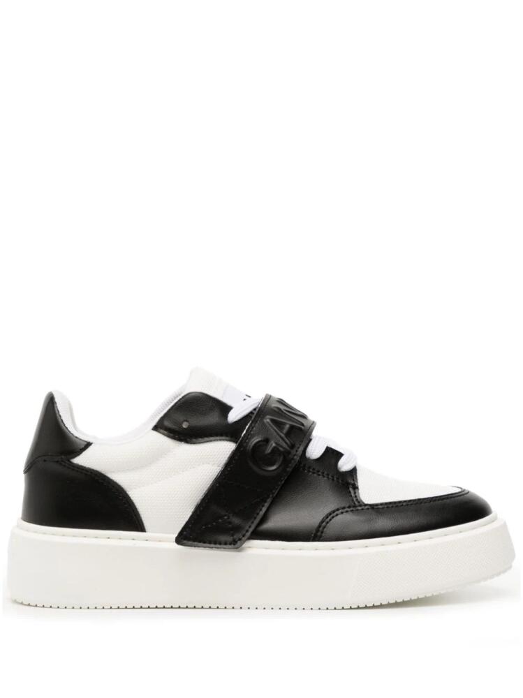 GANNI logo faux-leather sneakers - Black Cover