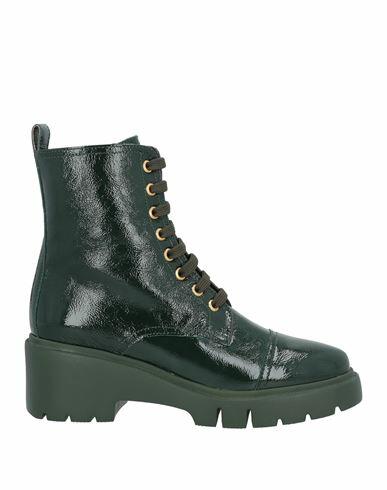 Unisa Woman Ankle boots Dark green Leather Cover