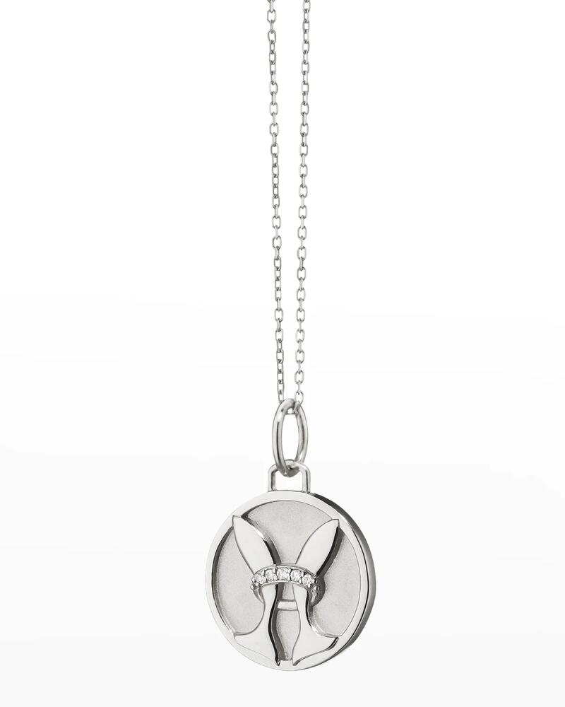 Monica Rich Kosann Sterling Silver Pisces Zodiac Charm Necklace with White Sapphires Cover