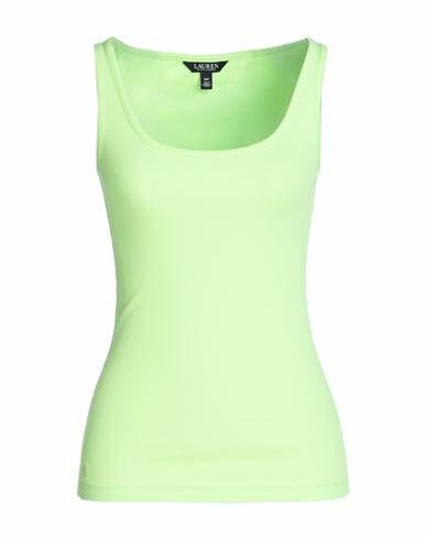 Lauren Ralph Lauren Woman Tank top Acid green Cotton, Elastane Cover