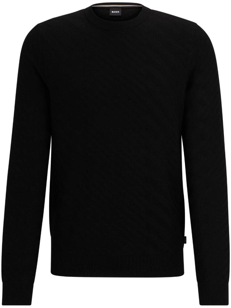 BOSS crew-neck fine-knit jumper - Black Cover