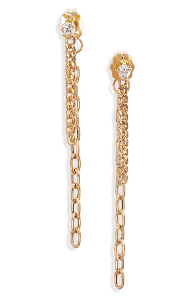 Zoë Chicco Diamond Mixed Chain Double Drop Earrings in 14K Yellow Gold Cover