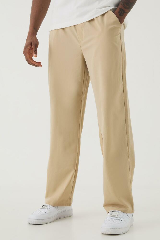 Mens Tall Elasticated Waist Lightweight Technical Stretch Relaxed Cropped Pants - Beige Cover