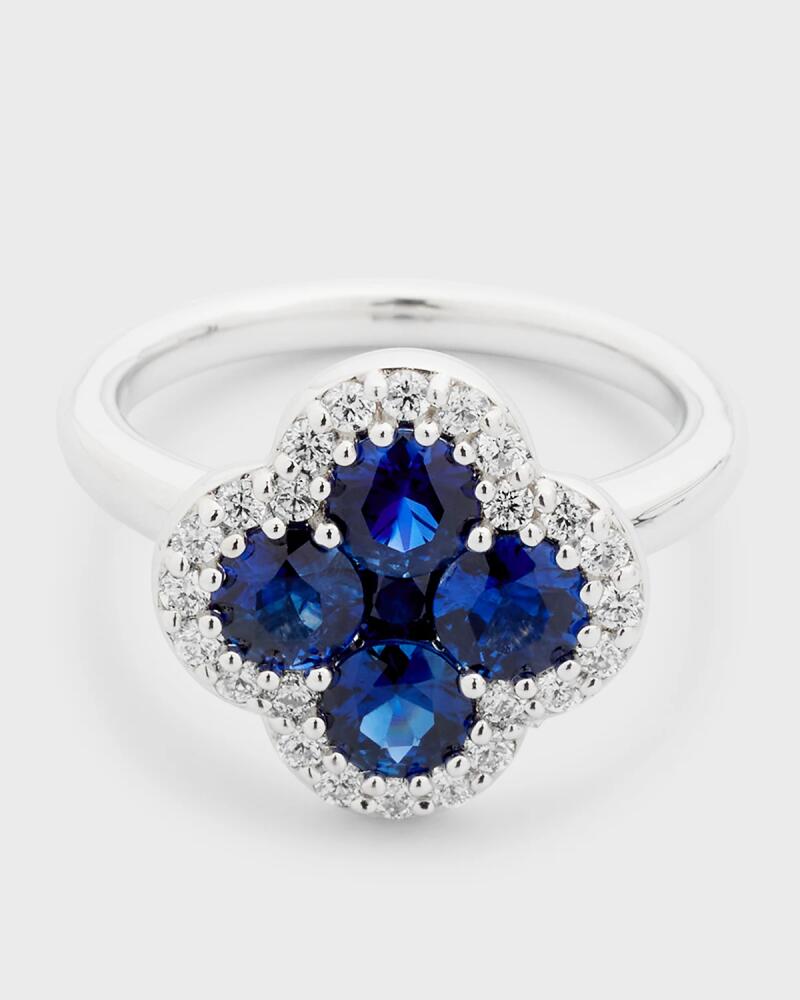 Neiman Marcus Diamonds 18K Blue Sapphire and Diamond Flower Ring, Size 6.75, 2.31tcw Cover