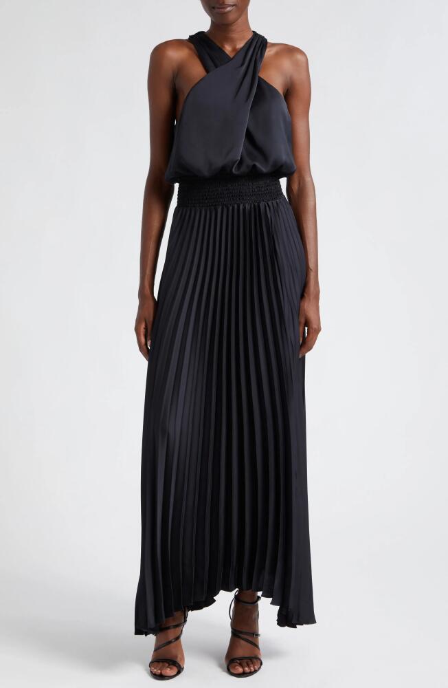 Ramy Brook Arina Pleated Maxi Dress in Black Cover