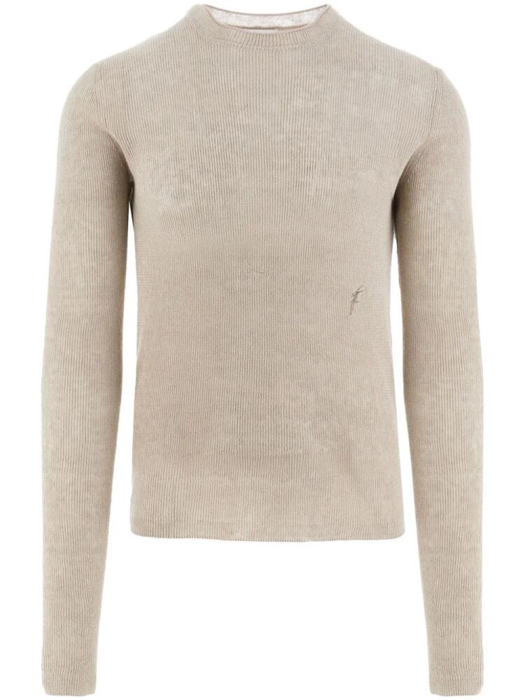 Ferragamo logo-embroidered ribbed-knit jumper - Grey Cover