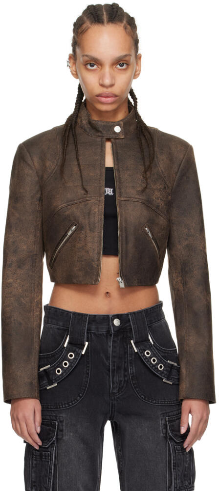 MISBHV Brown Cropped Faux-Leather Jacket Cover