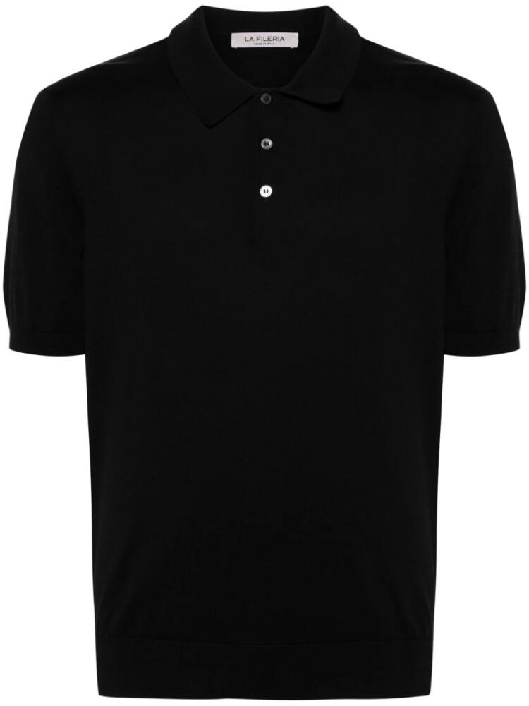 Fileria fine-knit polo shirt - Black Cover