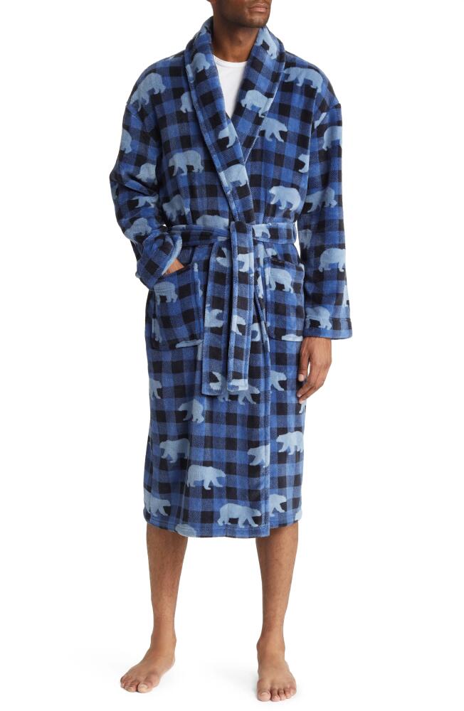 Majestic International Chalet Chic Fleece Robe in Navy Bear Cover