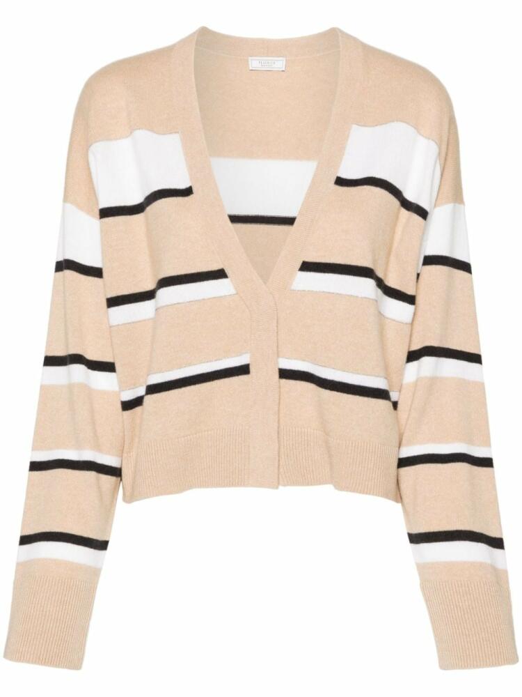 Peserico bead-embellished striped cardigan - Neutrals Cover