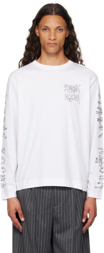 Simone Rocha White Printed Ribbon Logo Long Sleeve T-Shirt Cover