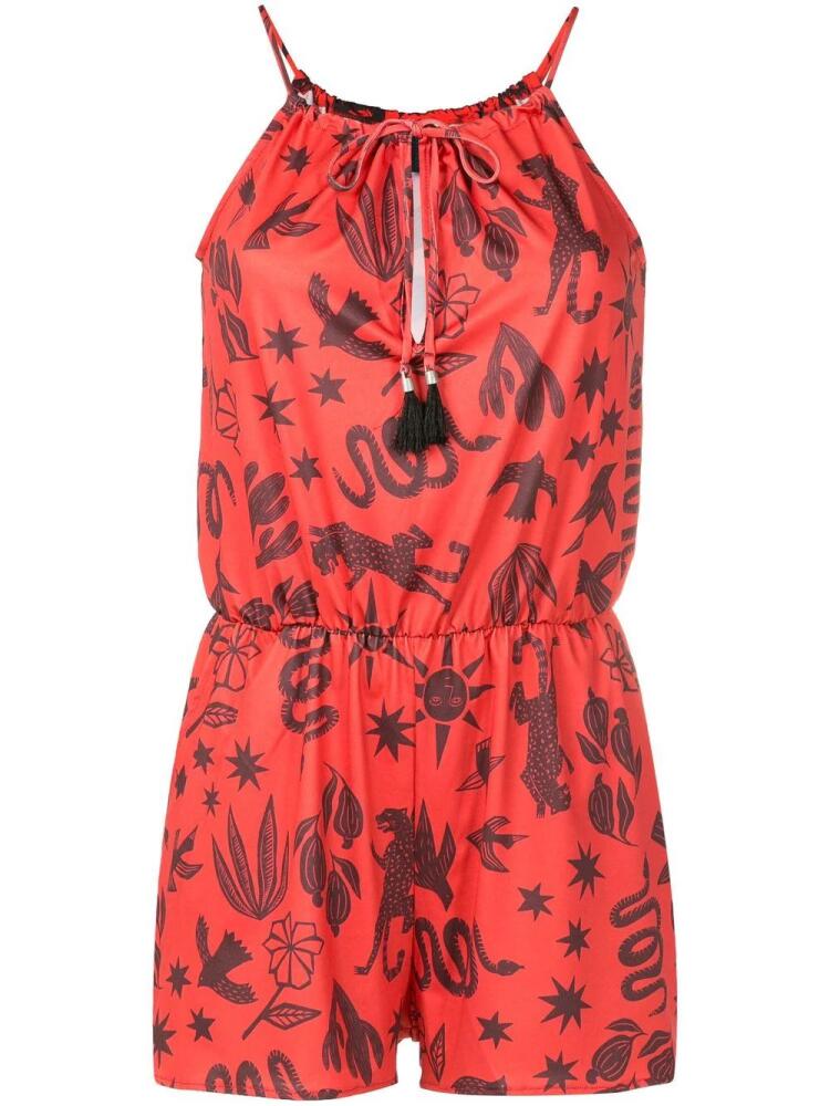 Lygia & Nanny Laya Estampado drawstring playsuit - Brown Cover