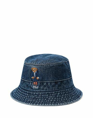 Polo Ralph Lauren Polo Bear Denim Bucket Hat Man Hat Blue Cotton Cover