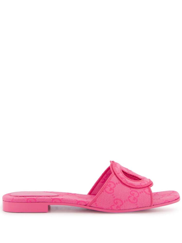 Gucci Interlocking G canvas slides - Pink Cover