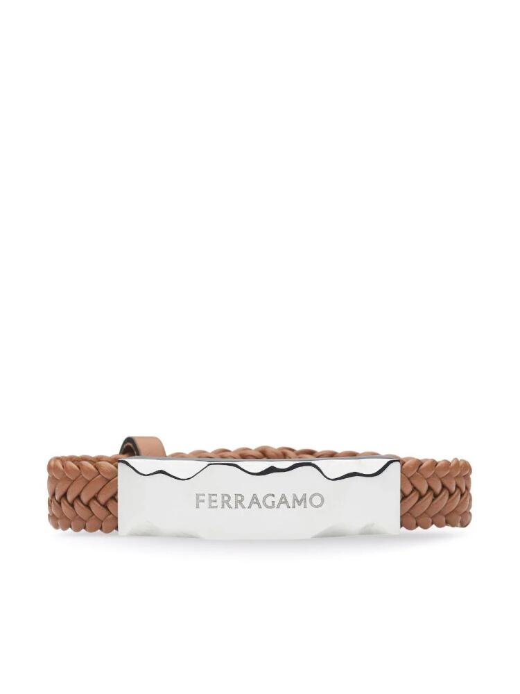 Ferragamo logo-engraved leather bracelet - Brown Cover