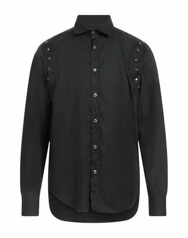 John Richmond Man Shirt Black Cotton, Elastane Cover