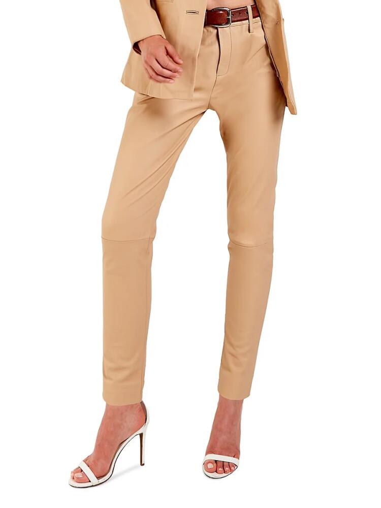 AS by DF Women's Jordan Recycled Leather Straight Leg Trousers - Cafe Con Leche Cover