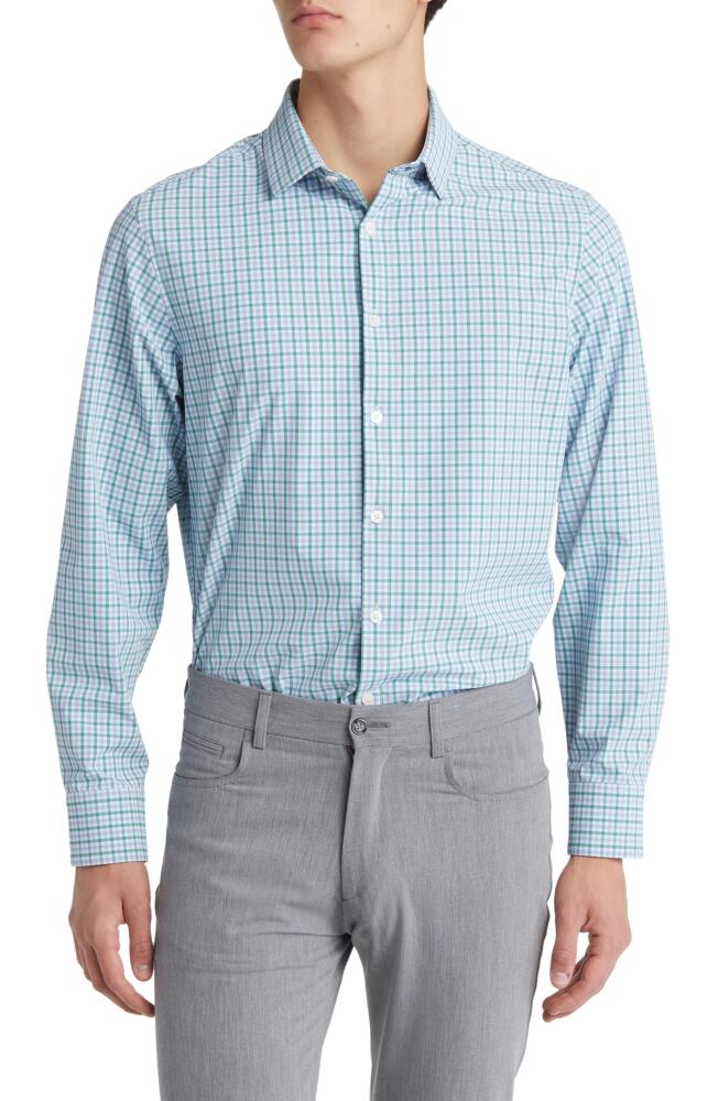 Mizzen+Main Leeward Trim Fit Deep Sea Oaklawn Check Performance Button-Up Shirt in Green Cover