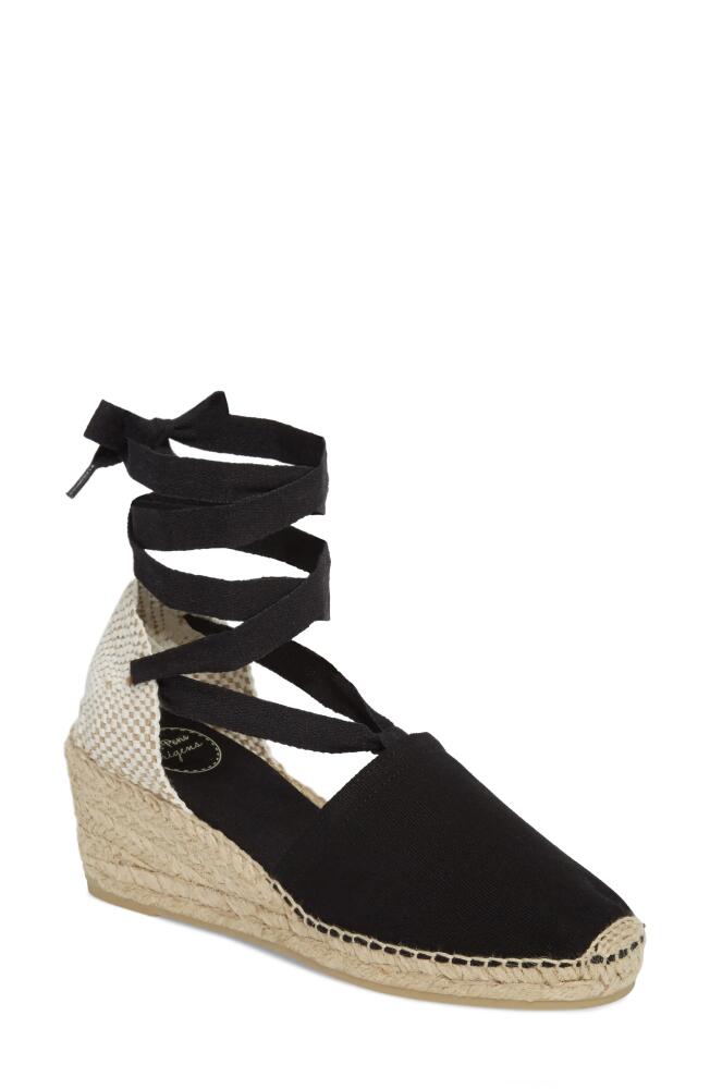 Toni Pons Valencia Wraparound Espadrille Wedge in Black Fabric Cover