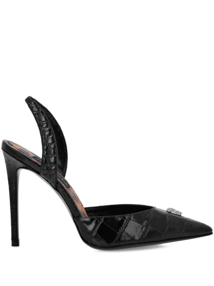 Philipp Plein crocodile effect slingback pumps - Black Cover